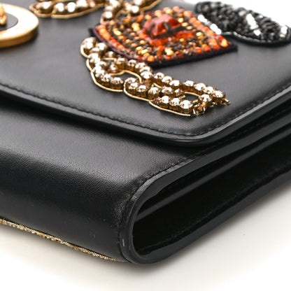 Versace Nappa Crystal Embroidered Medusa Wallet on Chain Crossbody Black 9 of 10