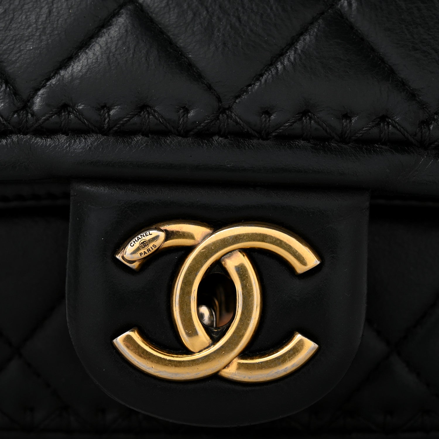 Chanel Crumpled Calfskin Whipstich Quilted Single Black 11 of 12