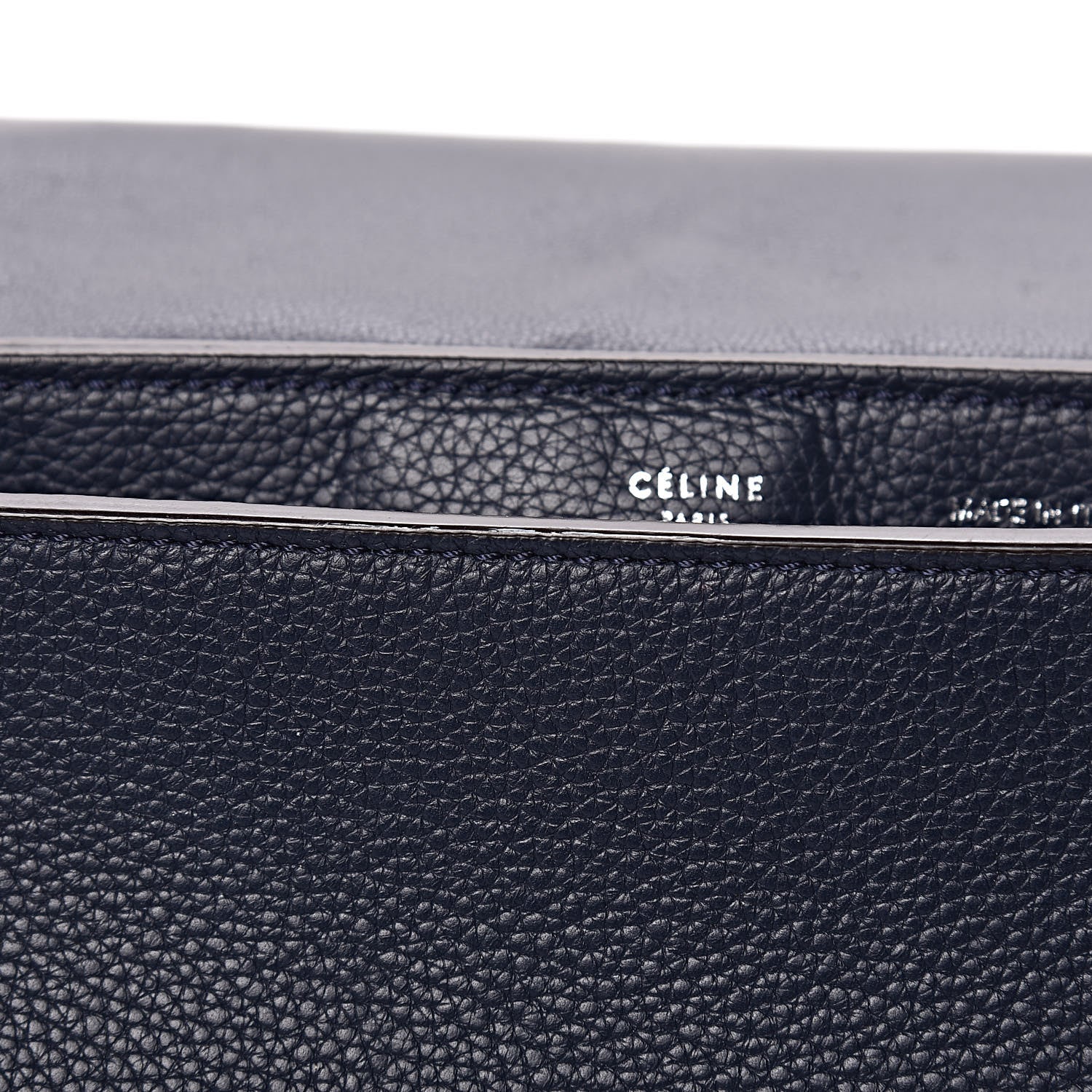 Celine Drummed Calfskin Suede Medium Trapeze Navy 13 of 17