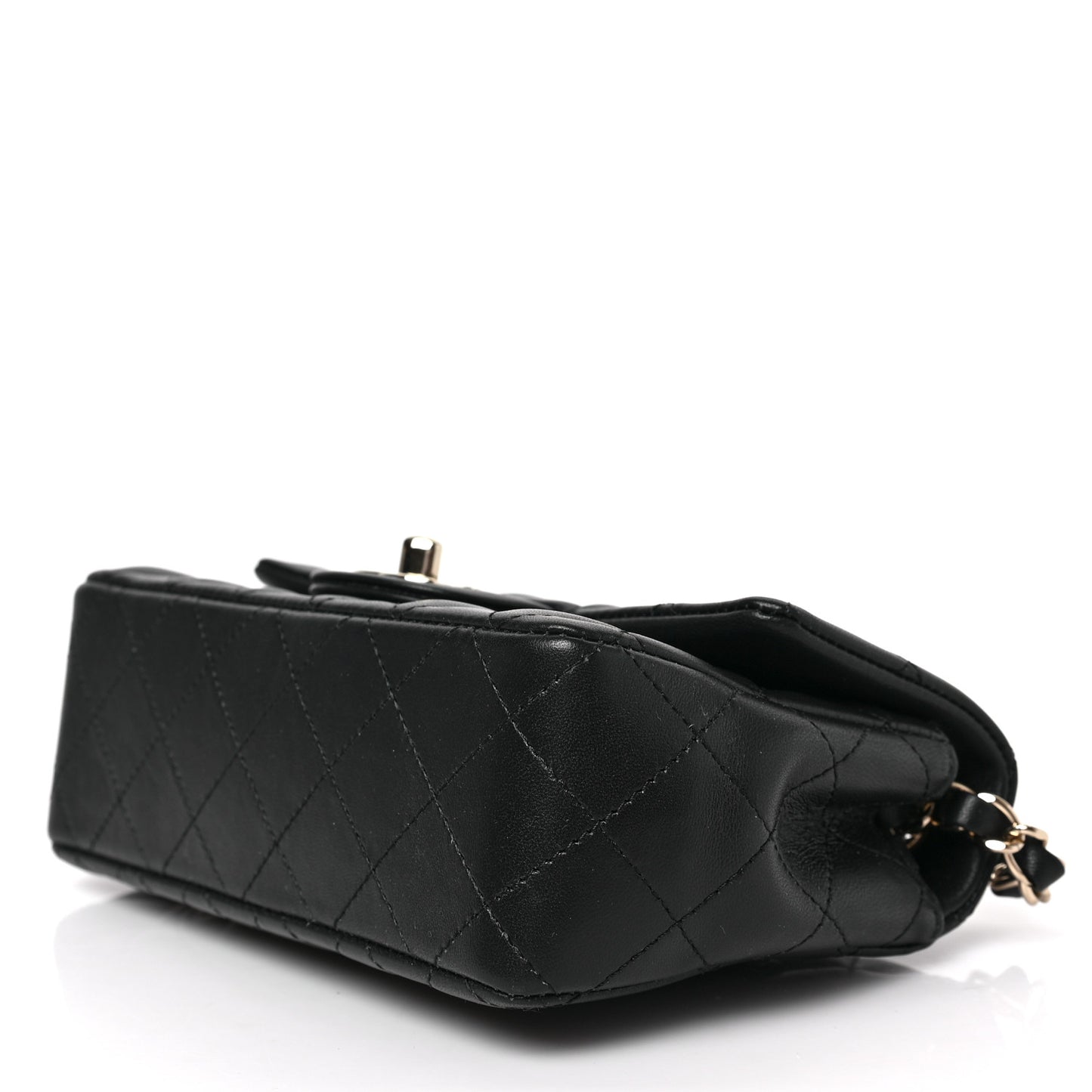 Lambskin Quilted Mini Rectangular Flap Black