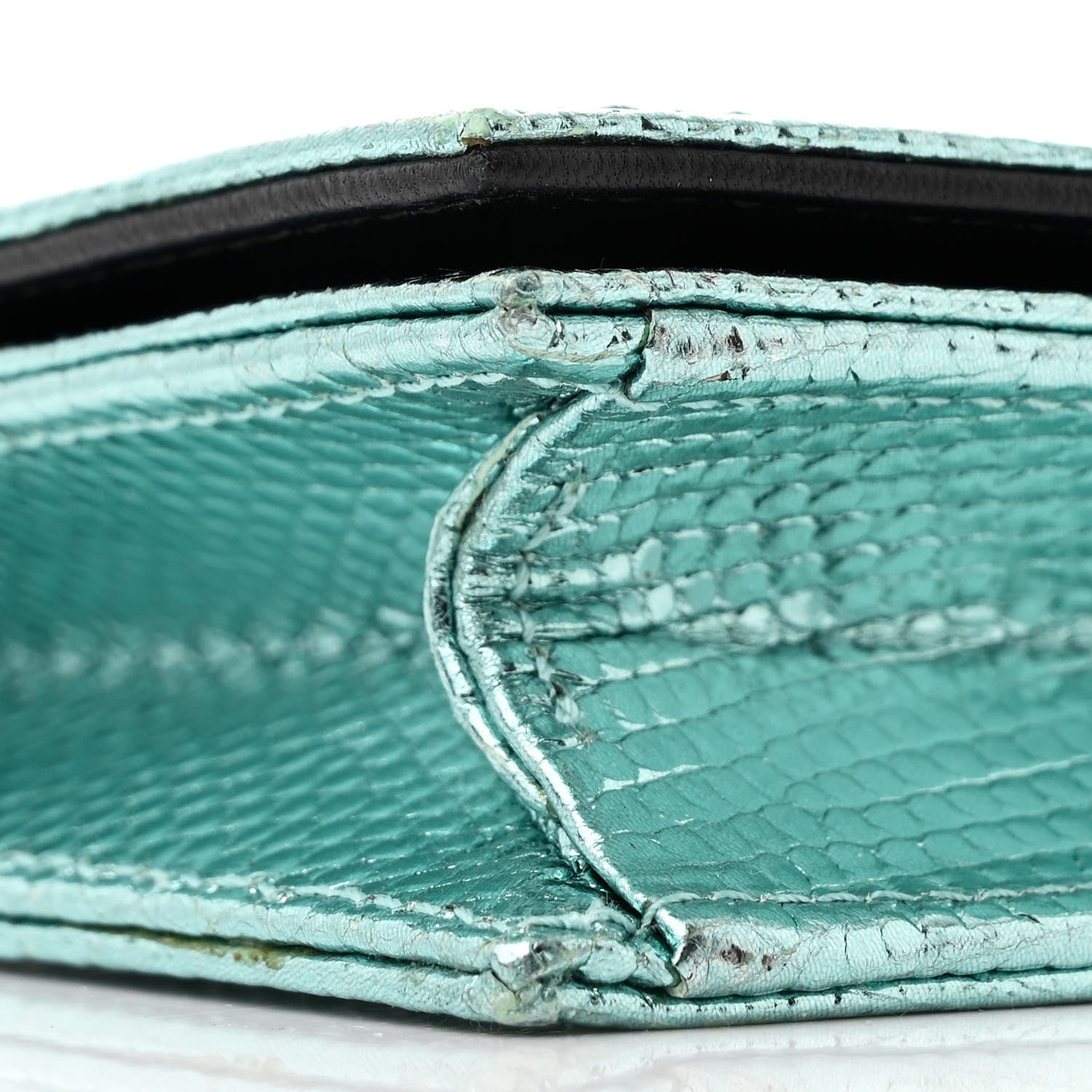 Christian Dior Metallic Lizard Lady Dior Croisiere Chain Clutch Blue 9 of 11