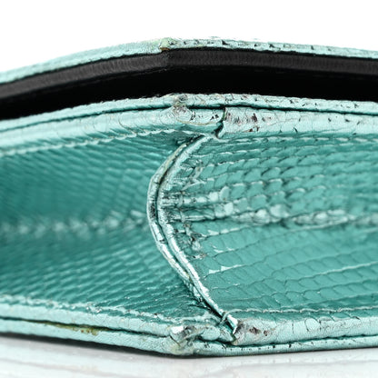 Christian Dior Metallic Lizard Lady Dior Croisiere Chain Clutch Blue 9 of 11