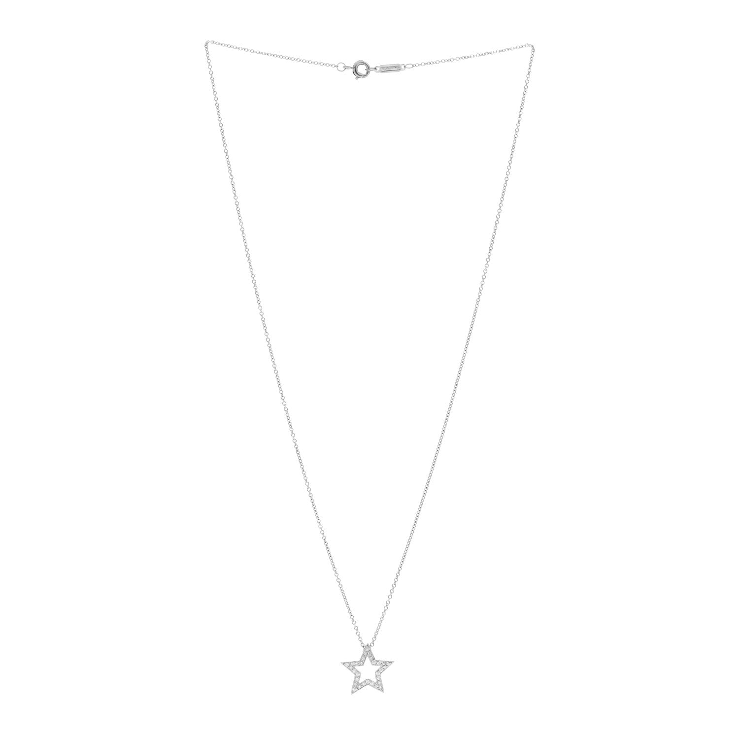 Tiffany Platinum Diamond Star Pendant Necklace 3 of 4