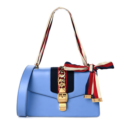 Gucci Calfskin Small Sylvie Shoulder Bag Clear Sky Blue 1 of 10