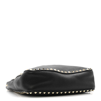 Valentino Garavani Pebbled Calfskin Small Rockstud Flip-Lock Messenger Bag Black 4 of 13