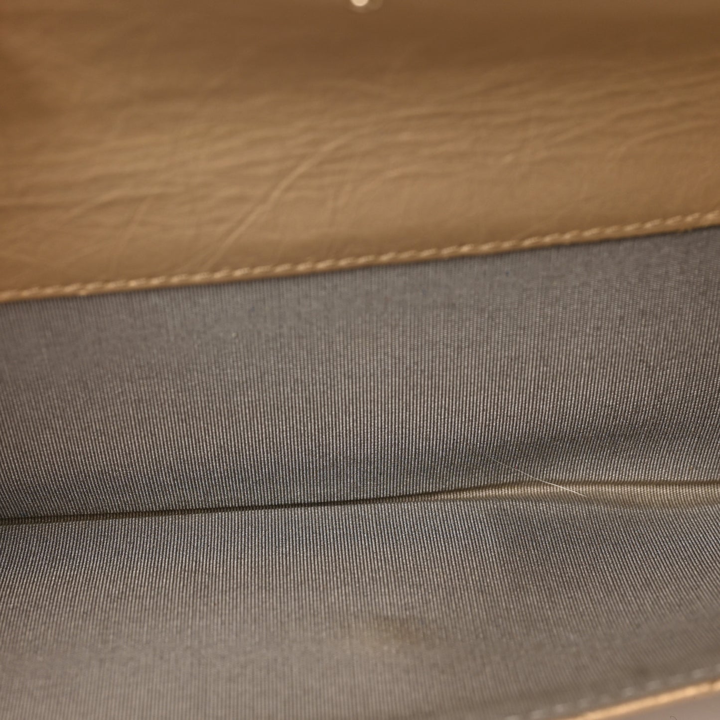 Metallic Calfskin Quilted Long Flap Wallet Gold