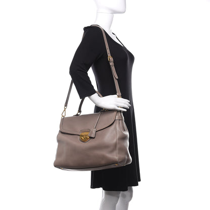 Prada City Calfskin Foldover Pushlock Top Handle Satchel Argilla 2 of 22
