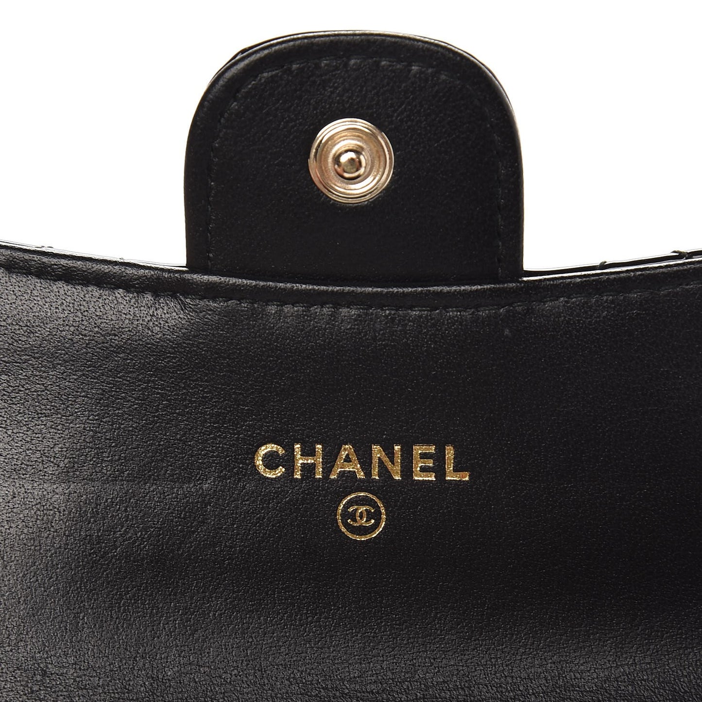 Patent Quilted Flap Card Holder Black