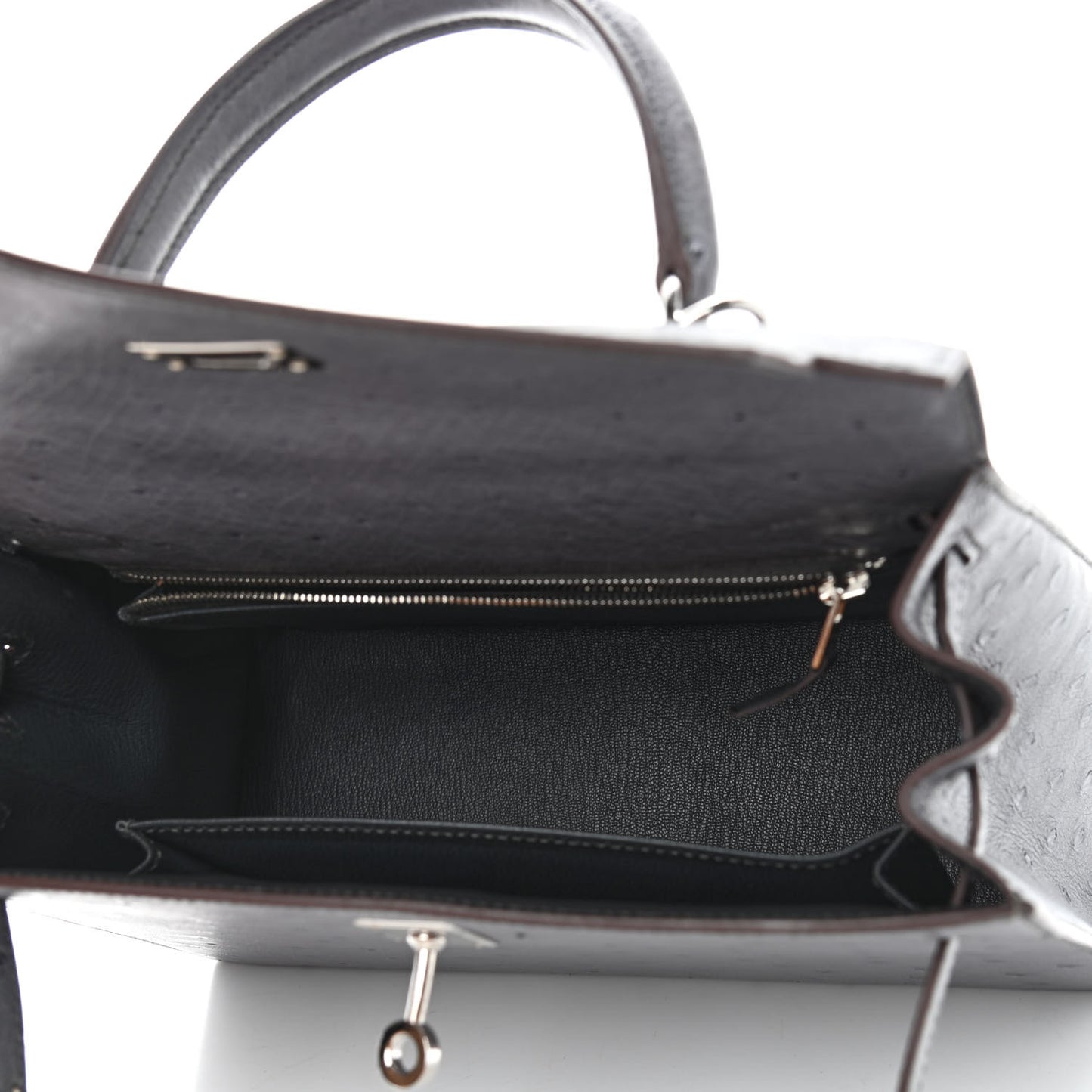 Ostrich Horseshoe Kelly Sellier 25 Gris Agate Bleu Nuit
