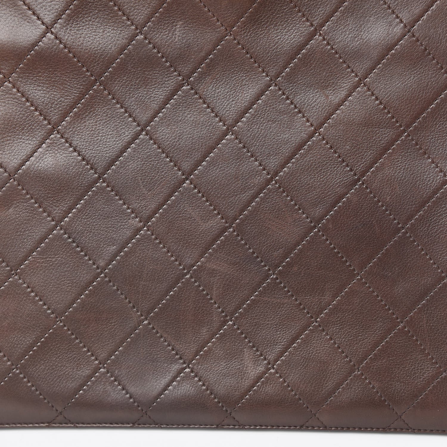 Chanel Calfskin Stitched CC Tote Dark Brown 18 of 20