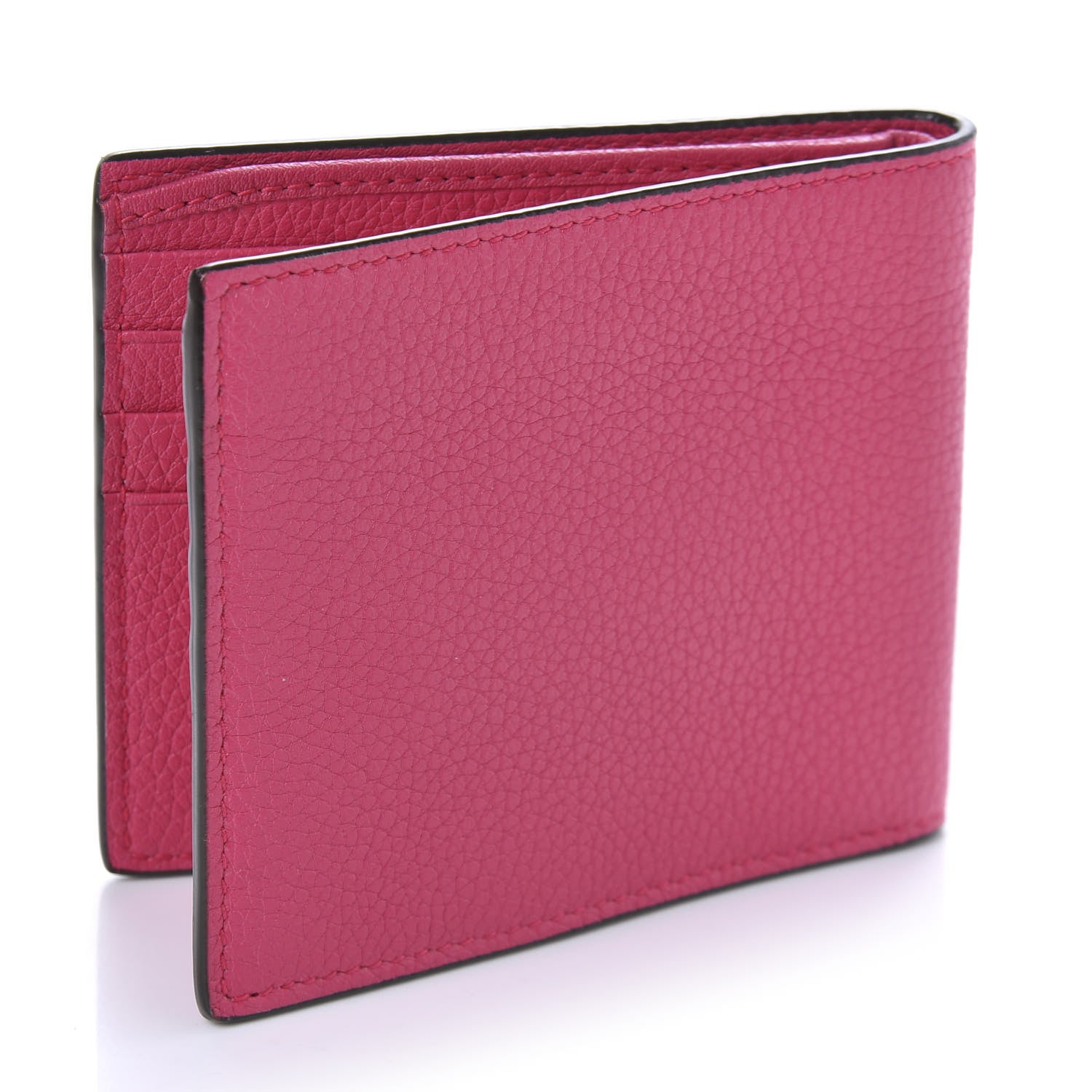 Gucci Grained Calfskin Logo Bi-Fold Wallet Box Pink Green 3 of 8