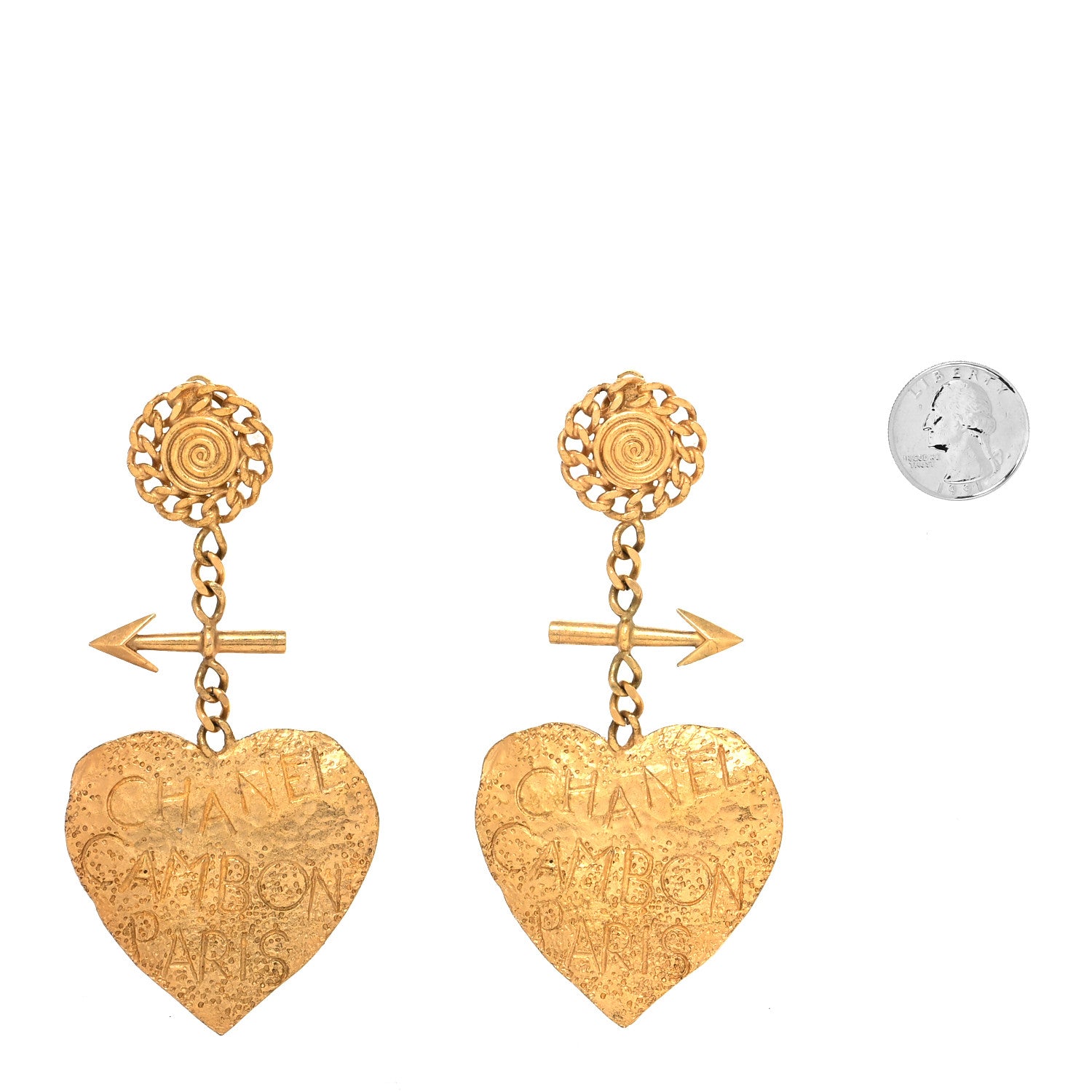 Chanel Cambon Heart Clip On Earrings Gold 2 of 4