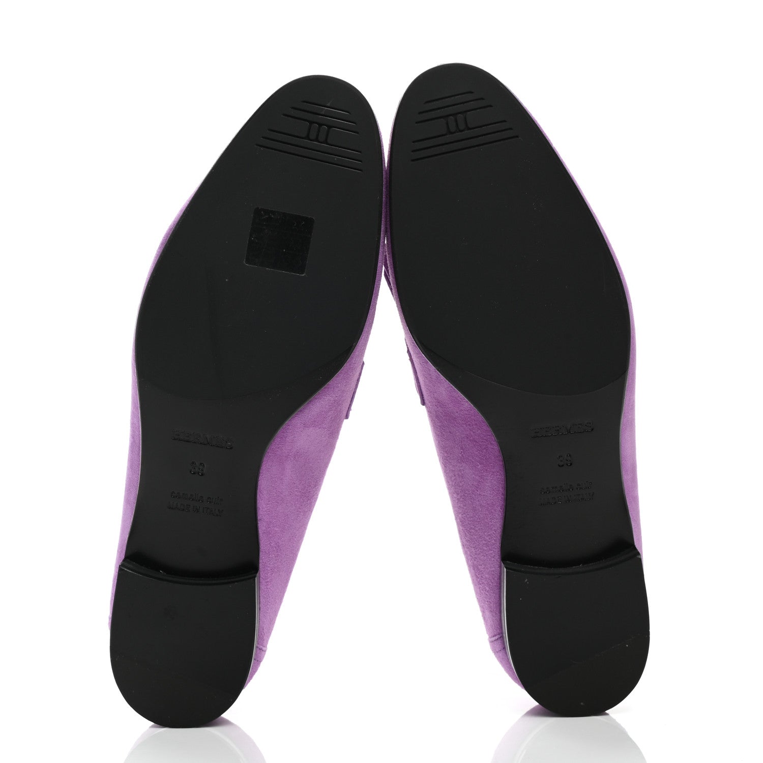 Hermes Suede Goatskin Womens Royal Loafers 39 Violet Parme 5 of 10