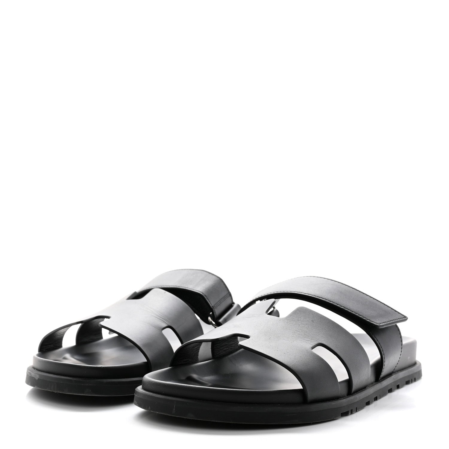 Hermes Calfskin Mens Chypre Sandals 44.5 Black 3 of 11