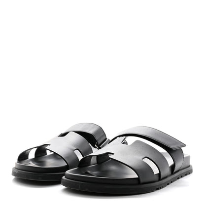 Hermes Calfskin Mens Chypre Sandals 44.5 Black 3 of 11
