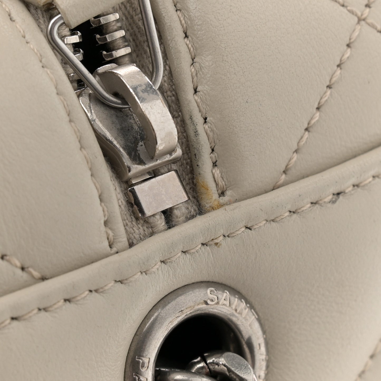 Calfskin Y Quilted Monogram Small Loulou Bowling Bag Ivory