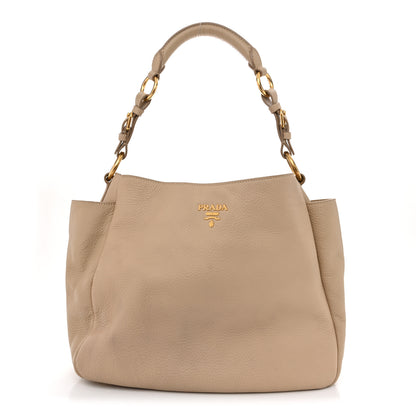 Prada Vitello Daino Side Pocket Hobo Sabbia 1 of 17