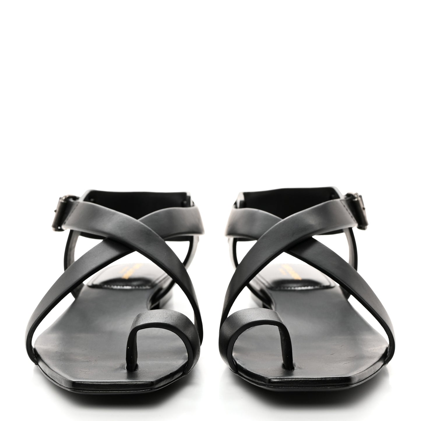SAINT LAURENT Calfskin Gladiator Sandals 39 Black