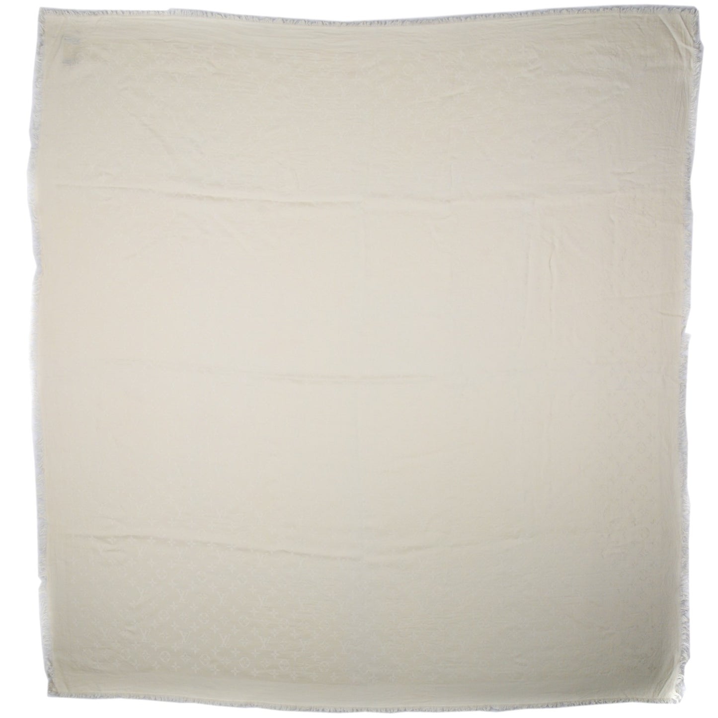 Wool Silk Monogram Shawl White