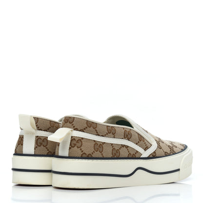 Gucci GG Monogram Womens 1977 Tennis Slip On 30mm Sneakers 38 Beige Ebony Mystic White 4 of 17