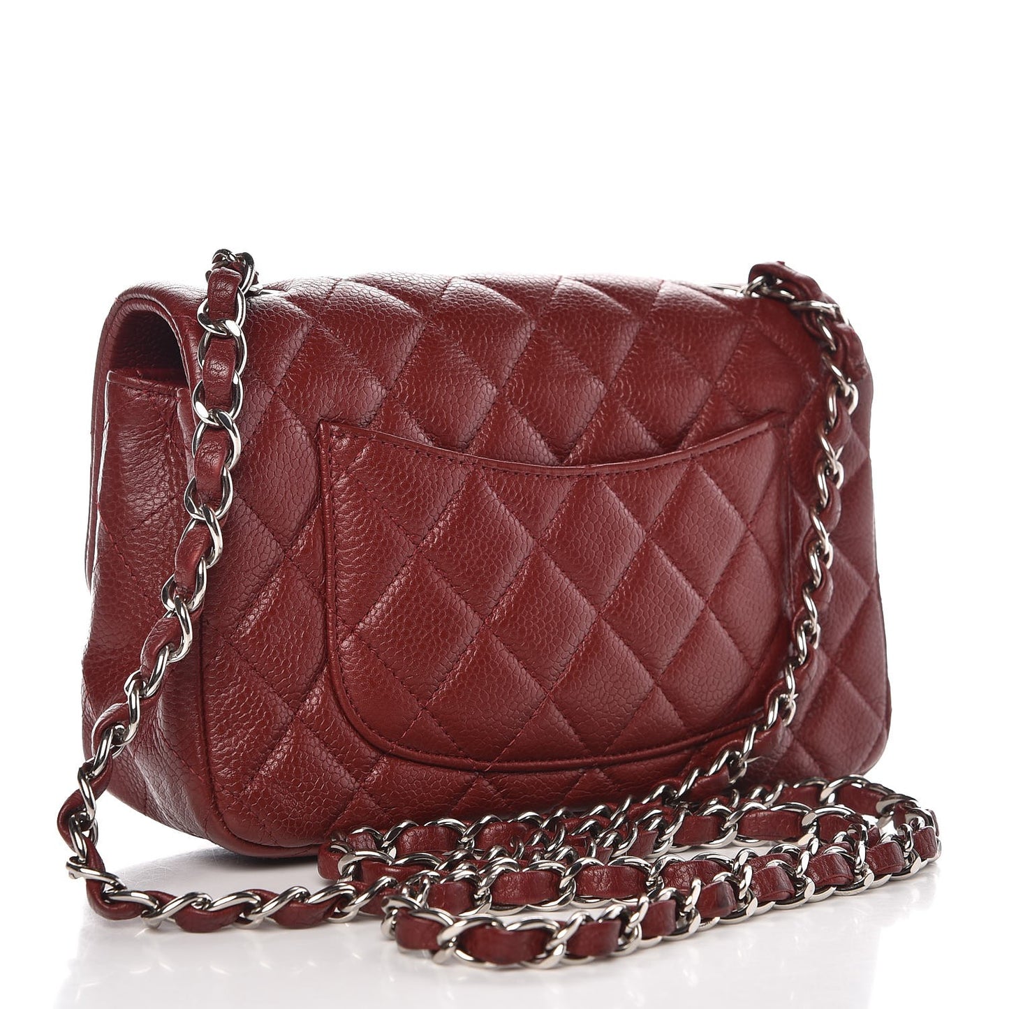 Caviar Quilted Mini Rectangular Flap Burgundy