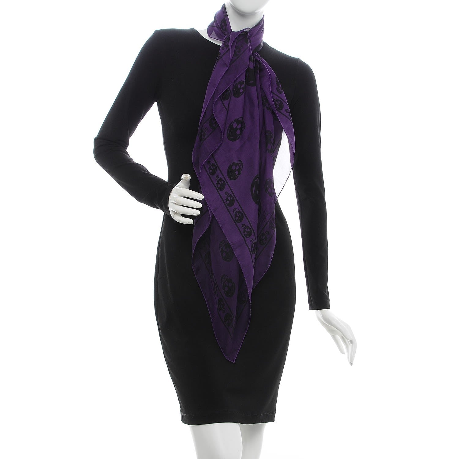 Alexander McQueen Wool Silk Cashmere Skull Scarf Purple 2 of 5