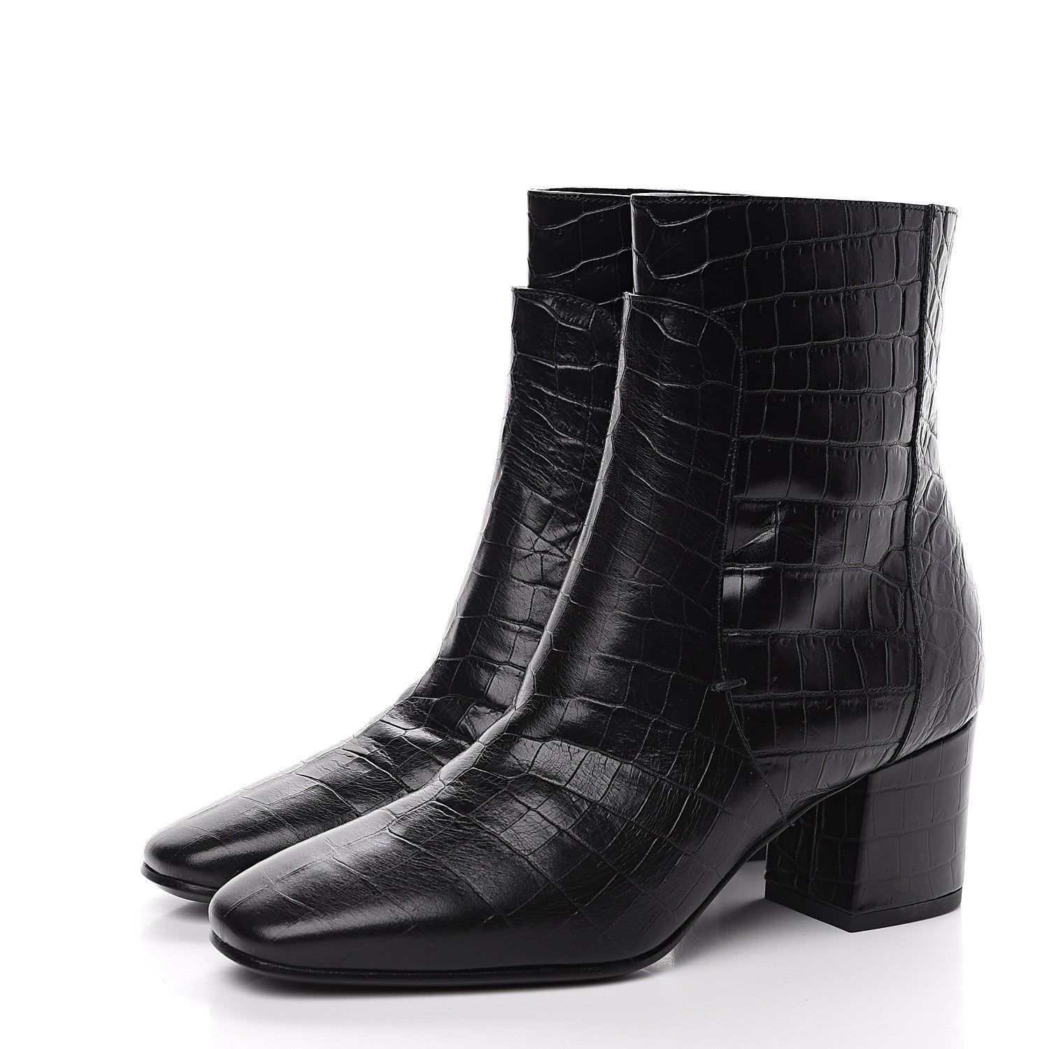 Givenchy Calfskin Crocodile Embossed Ankle Boots 36 Black 3 of 7