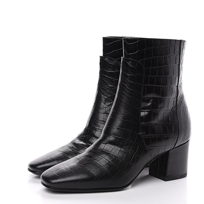 Givenchy Calfskin Crocodile Embossed Ankle Boots 36 Black 3 of 7