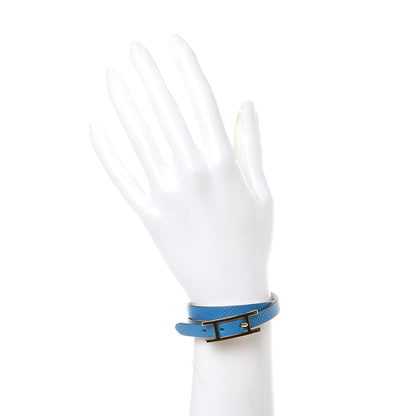 Hermes Epsom Behapi Double Tour Bracelet XS Bleu Zanzibar White 2 of 6
