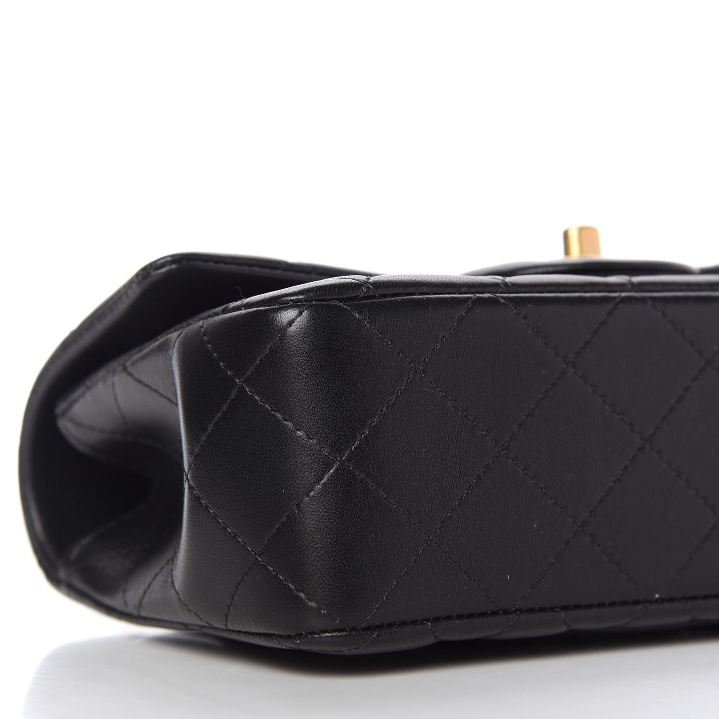 Lambskin Quilted Mini Top Handle Rectangular Flap Black