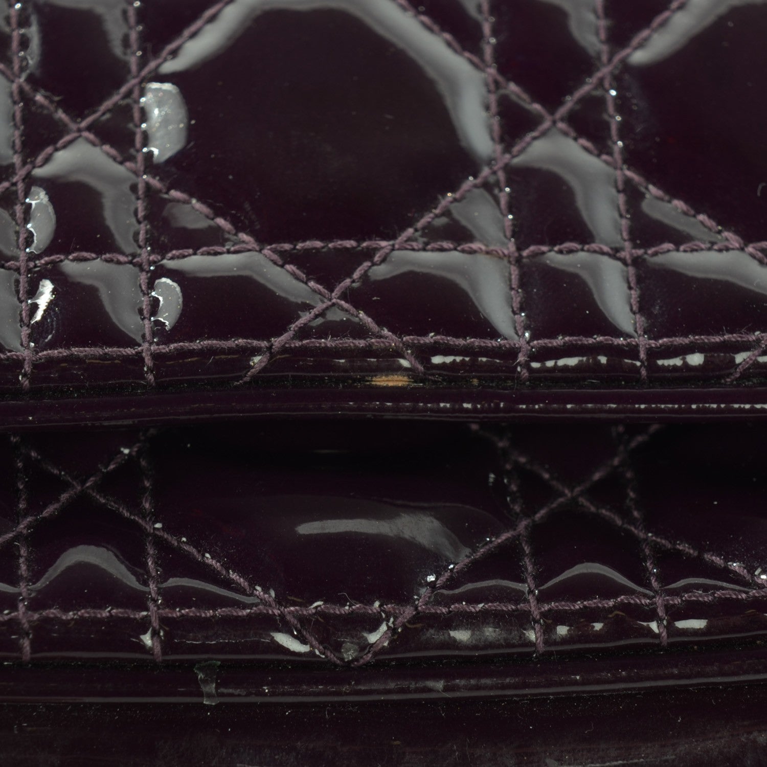 Christian Dior Patent Cannage Lady Dior Pochette Purple 8 of 9