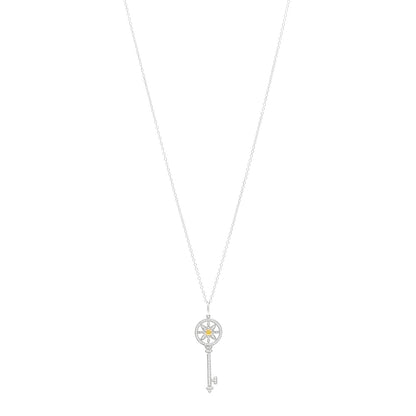 Tiffany Platinum 18K Yellow Gold Yellow Diamond Daisy Key Pendant Necklace 1 of 6