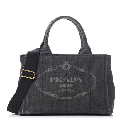 Prada Denim Small Logo Tote Black 1 of 7