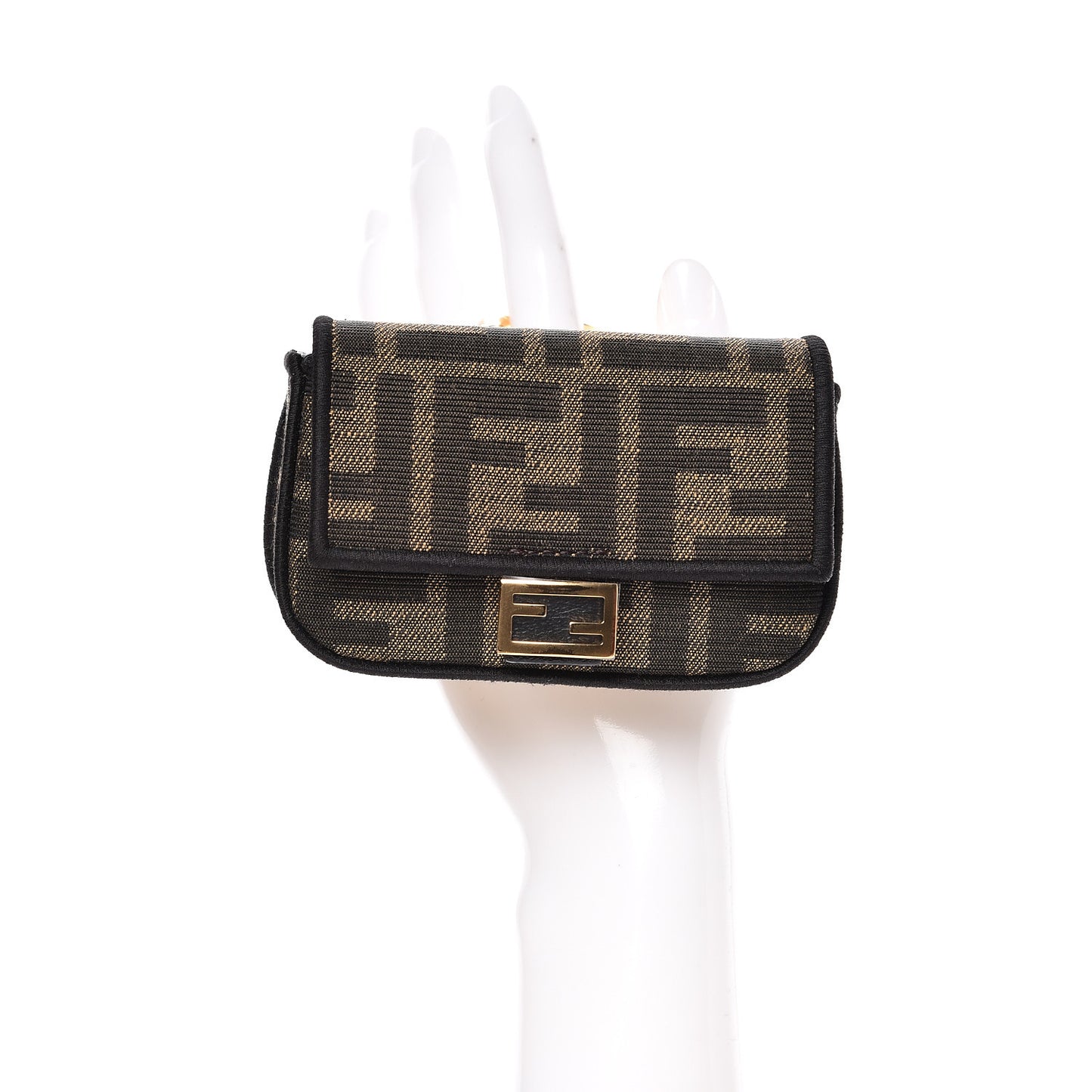 Fabric Jacquard FF 1974 Nano Baguette Charm Tobacco Moro Black
