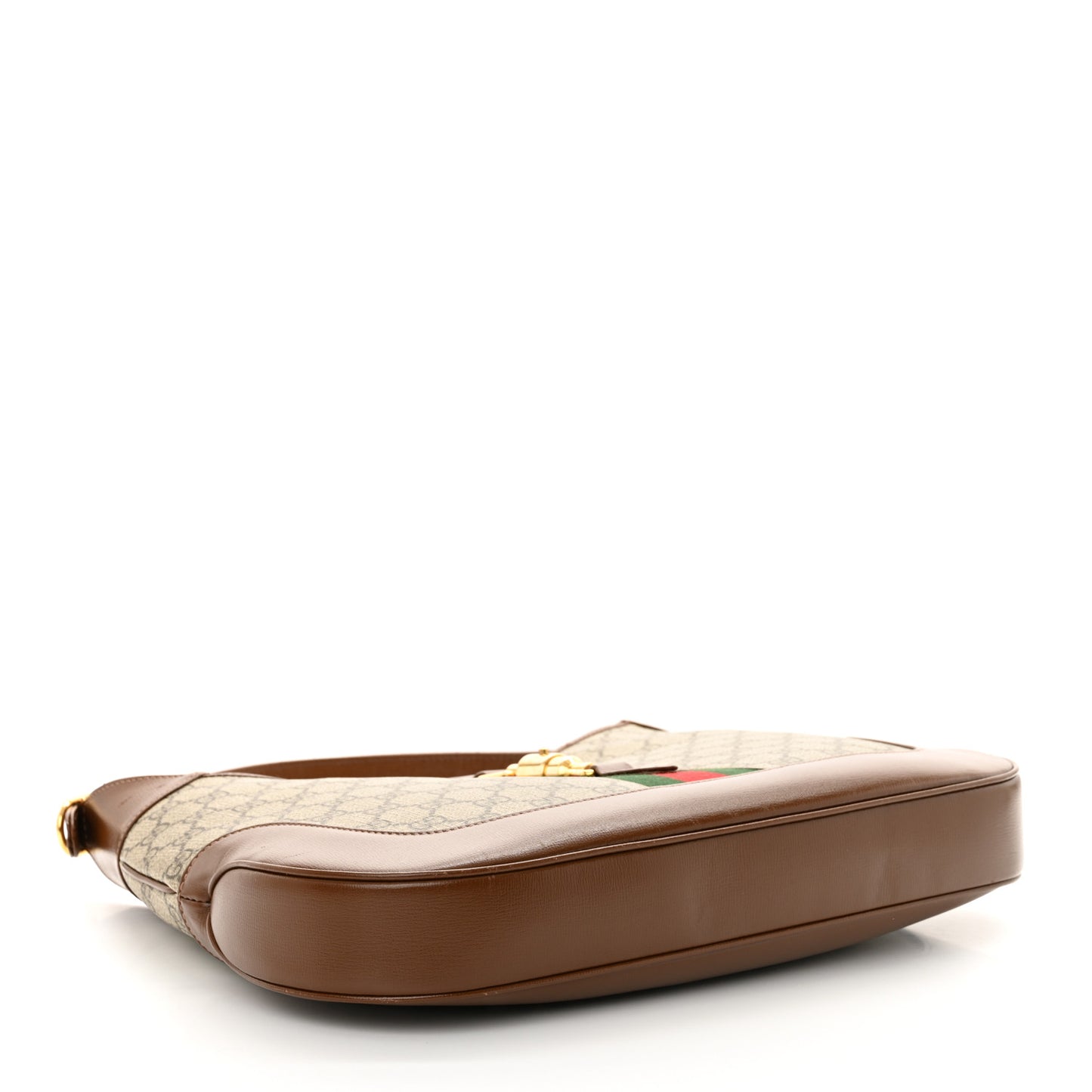 GG Supreme Monogram Azalea Calfskin Web Medium Jackie 1961 Hobo Beige Ebony Brown Sugar