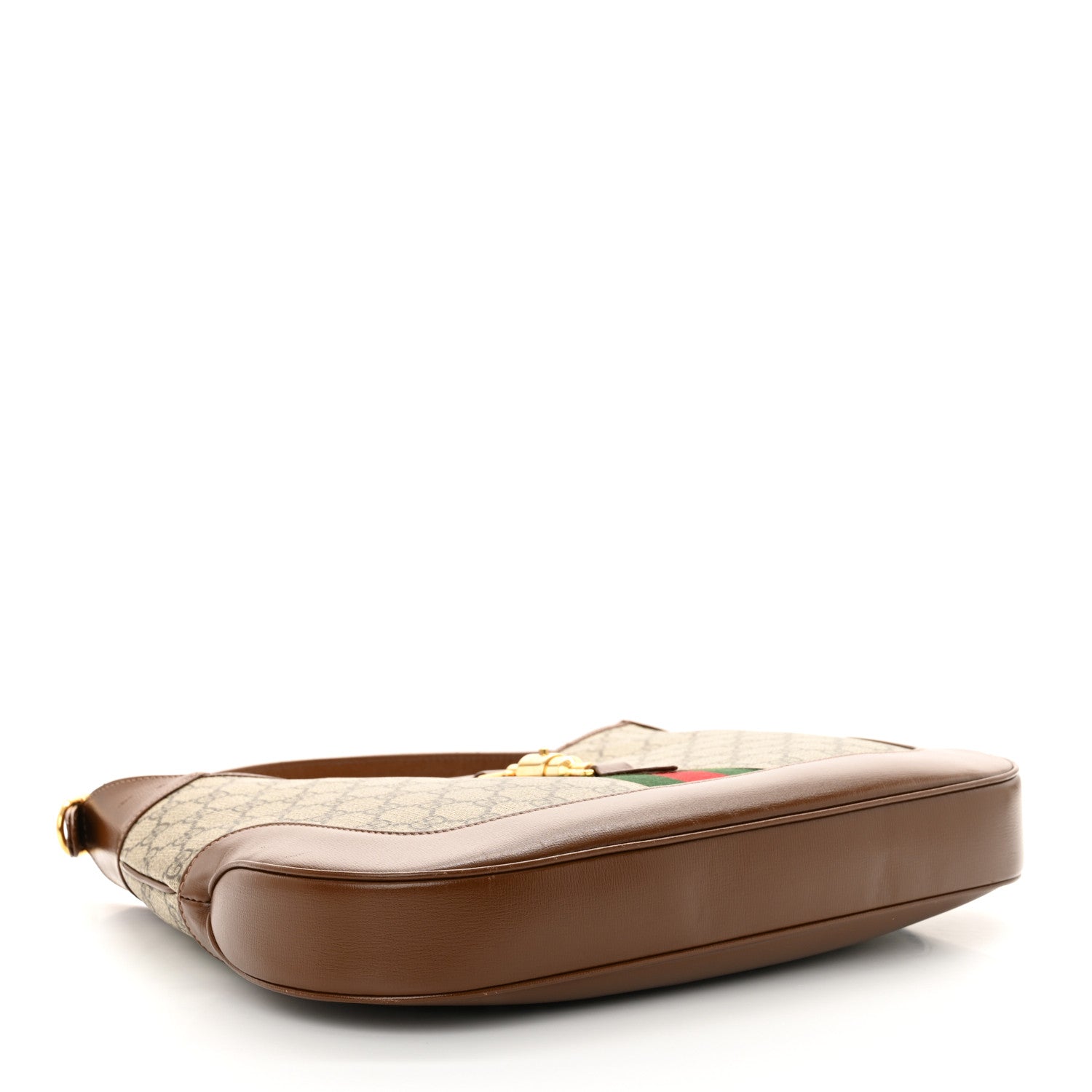 Gucci GG Supreme Monogram Azalea Calfskin Web Medium Jackie 1961 Hobo Beige Ebony Brown Sugar 4 of 13