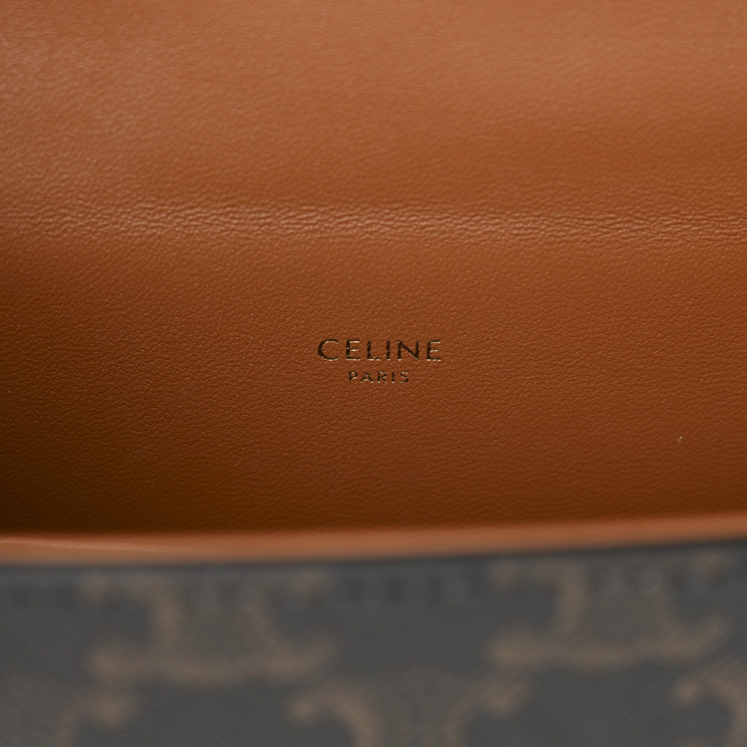 Celine Canvas Calfskin Triomphe Box Top Handle Bag Tan 6 of 11