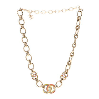 Chanel Crystal Chain CC Choker Necklace Gold Multicolor 3 of 7