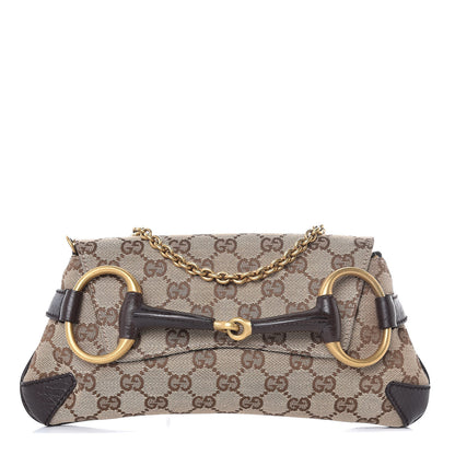 Gucci Monogram Horsebit Clutch Dark Brown 1 of 7