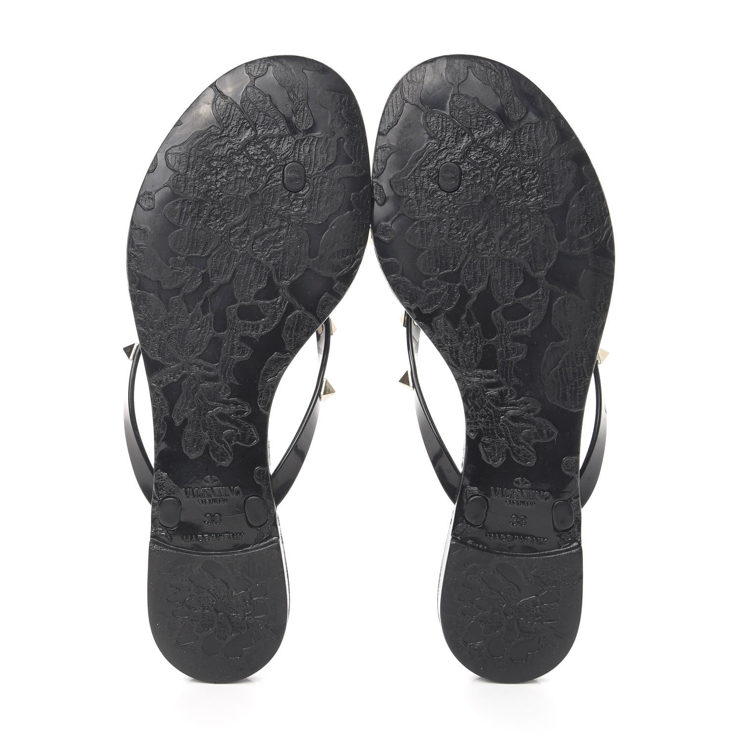 Valentino Garavani PVC Jelly Rockstud Bow Thong Sandals 38 Black 5 of 9