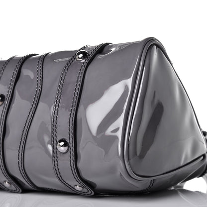 Valentino Garavani Patent Crystal Catch Satchel Grey 8 of 9