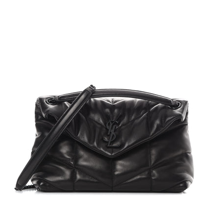 Saint Laurent Lambskin Quilted Small Loulou Puffer Monogram Chain Satchel Black 1 of 12