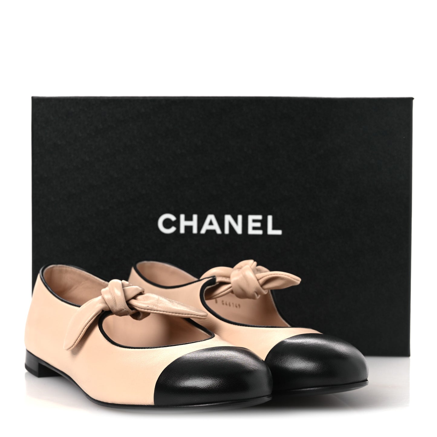 Lambskin Bow Mary Jane Flats 40 Beige Black