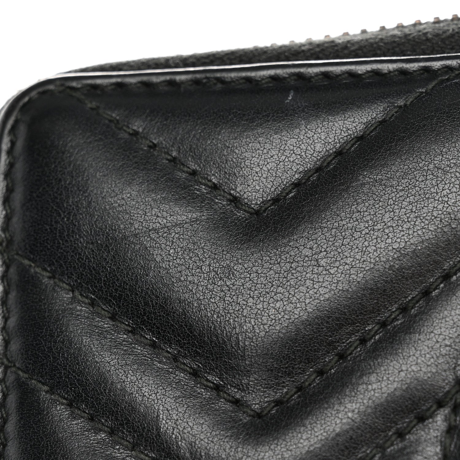 Gucci Calfskin Matelasse GG Marmont Zip Around Wallet Black 14 of 15