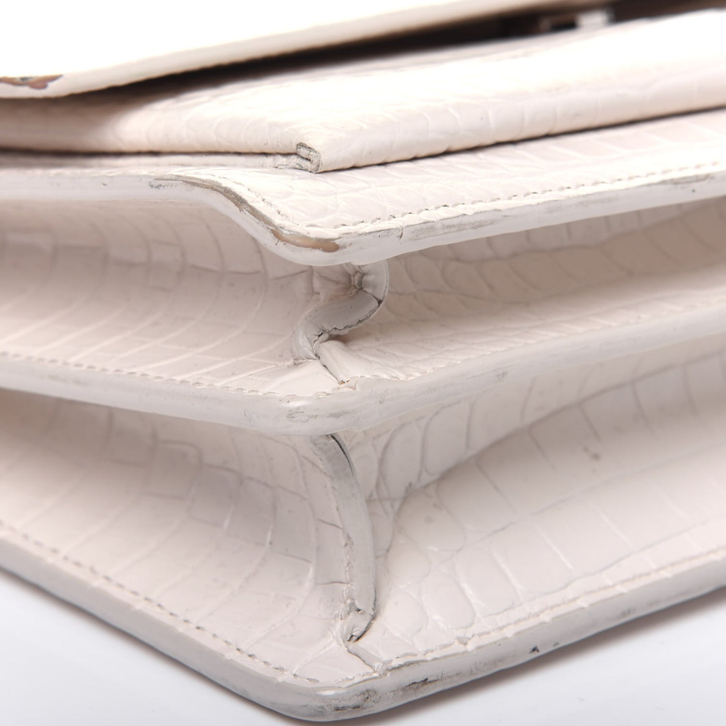 Calfskin Crocodile Embossed Medium Monogram Sunset Blanc Vintage