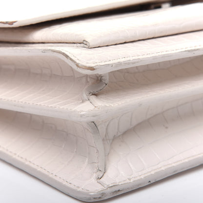 Saint Laurent Calfskin Crocodile Embossed Medium Monogram Sunset Blanc Vintage 11 of 23