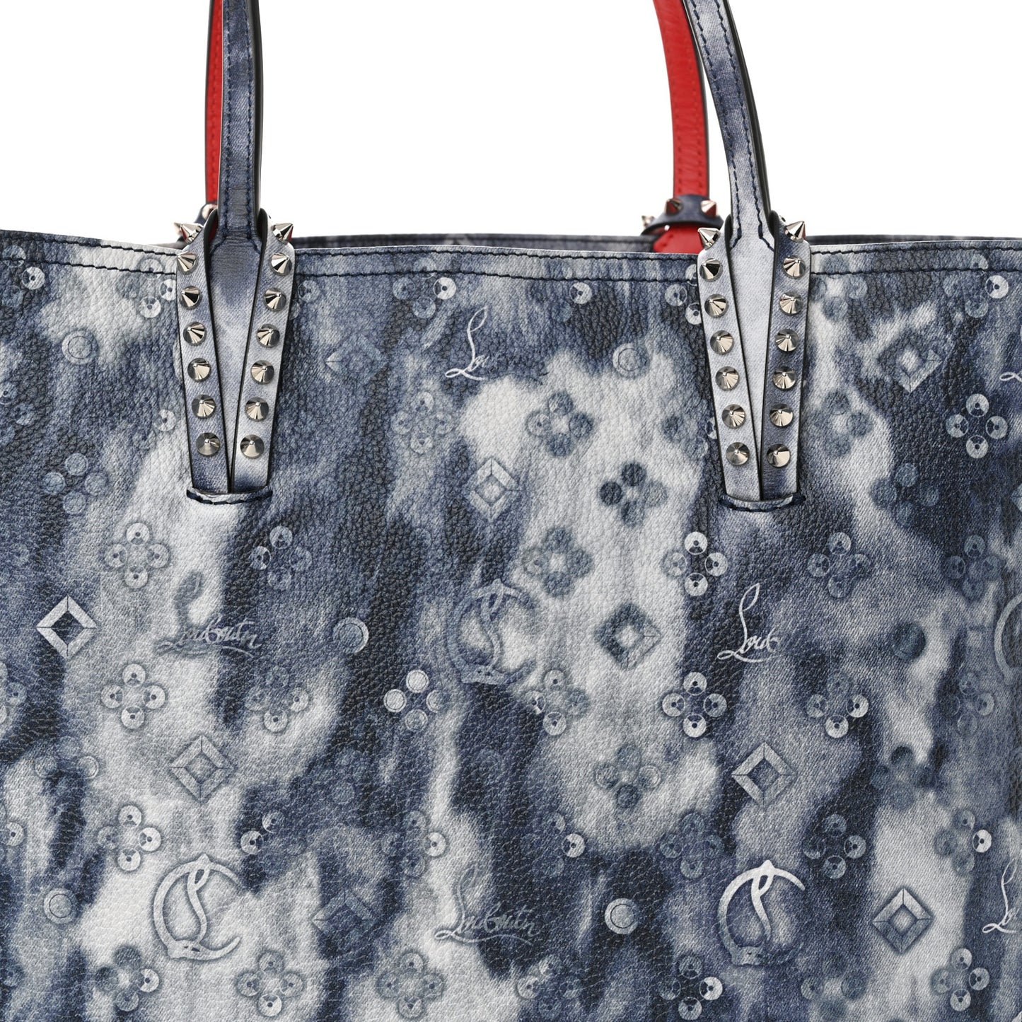 Metallic Calfskin Tie Dye Spikes East West Cabata Tote Multicolor