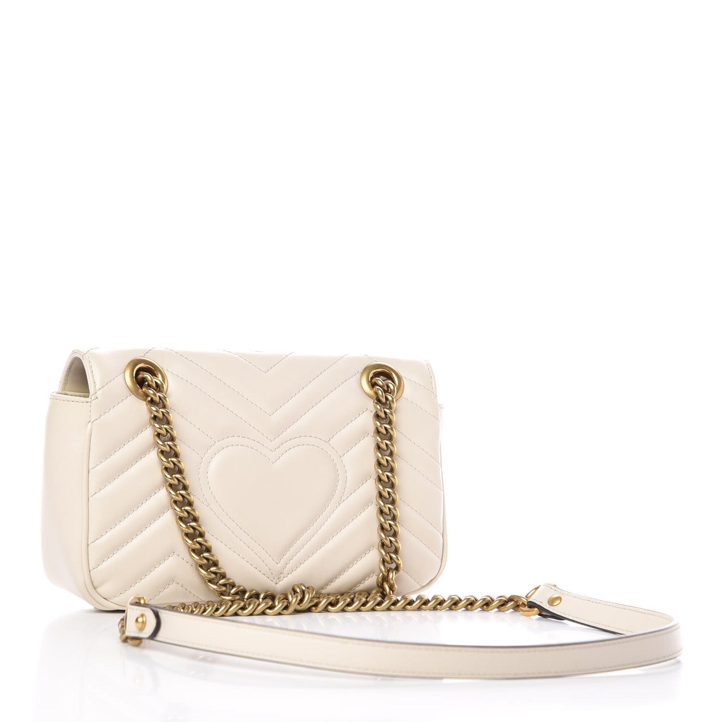 Calfskin Matelasse Mini GG Marmont Shoulder Bag White