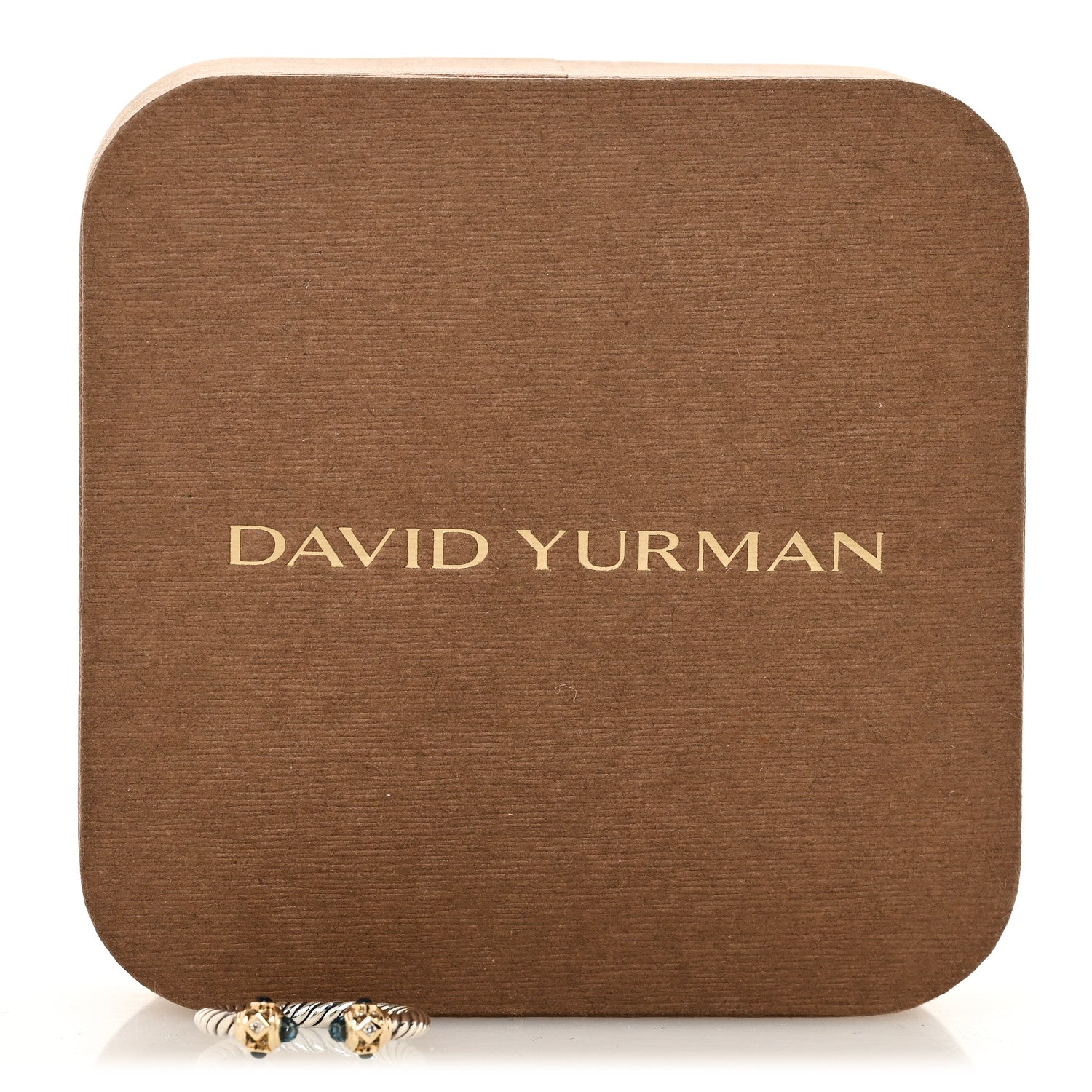 David Yurman Sterling Silver 14K Yellow Gold Diamond Blue Topaz Renaissance Ring 50 5.5 6 of 6