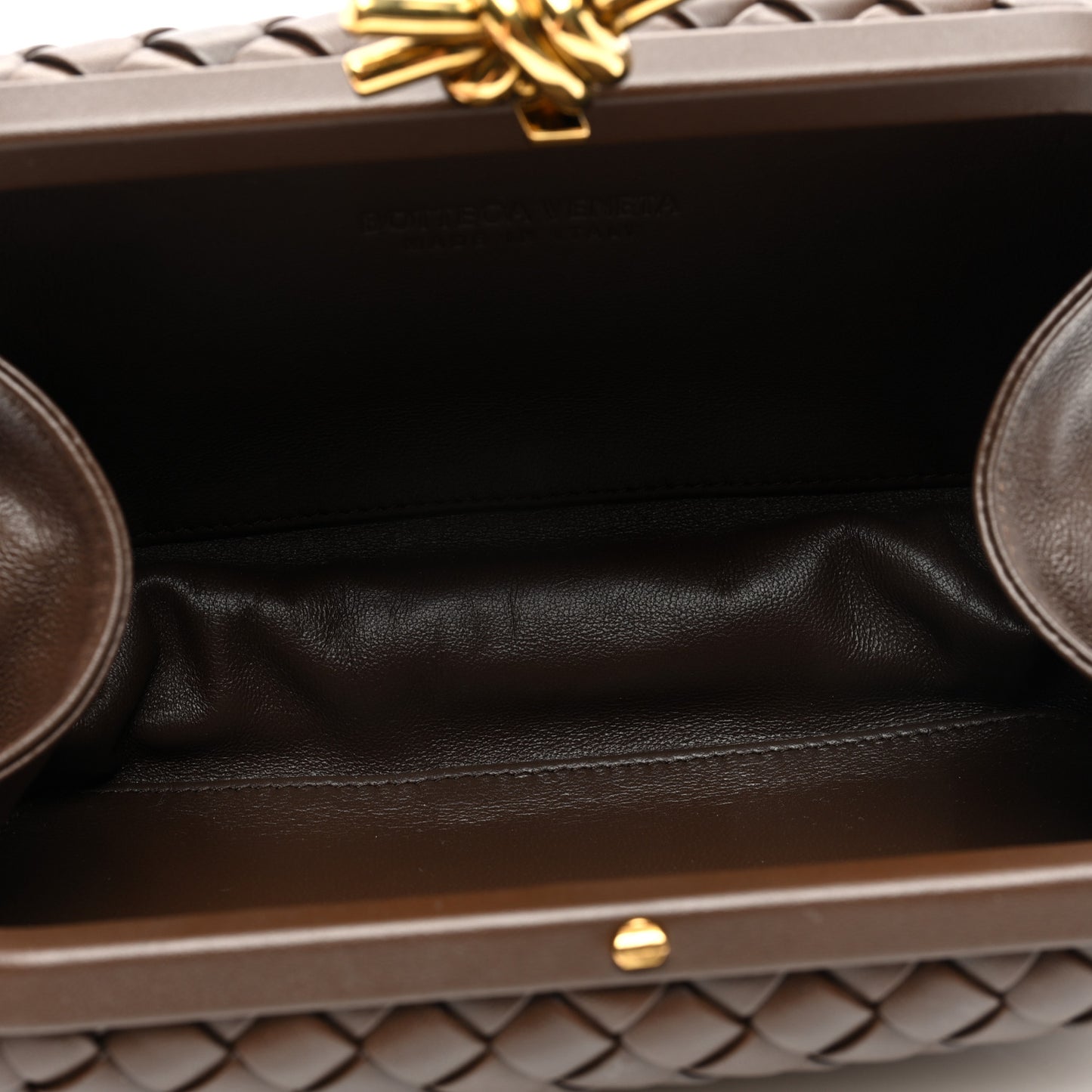 Nappa Intrecciato Knot Clutch Madder Brown